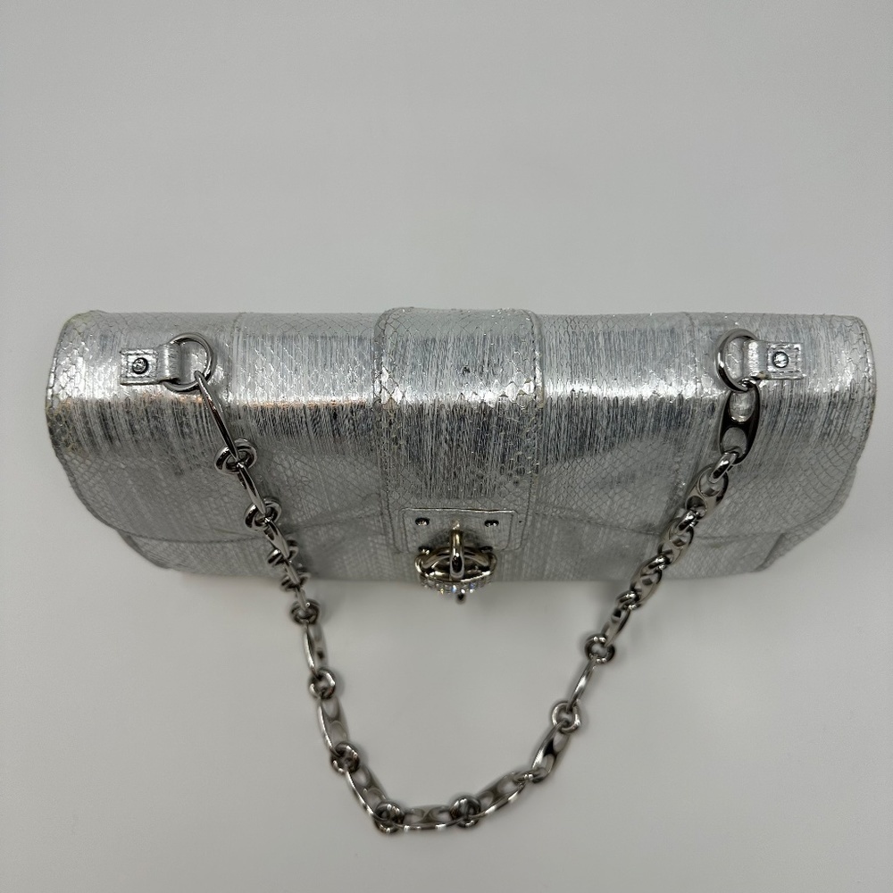 Ferragamo Snakeskin Metallic Silver Crystal Bag - Picture 6 of 12